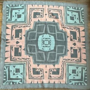 Vera Neumann Vintage 1950s–60s Square Scarf Pink & Gray Abstract Geometric Print